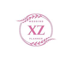 xz initiales lettre mariage monogramme logos collection, modèles minimalistes et floraux modernes dessinés à la main pour cartes d'invitation, réservez la date, identité élégante pour restaurant, boutique, café en image vectorielle vecteur