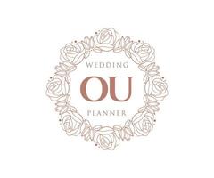 ou initiales lettre mariage monogramme logos collection, modèles minimalistes et floraux modernes dessinés à la main pour cartes d'invitation, réservez la date, identité élégante pour restaurant, boutique, café en image vectorielle vecteur