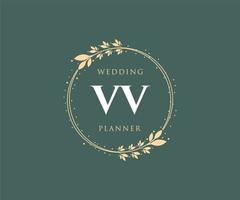 vv initiales lettre mariage monogramme logos collection, modèles minimalistes et floraux modernes dessinés à la main pour cartes d'invitation, réservez la date, identité élégante pour restaurant, boutique, café en image vectorielle vecteur