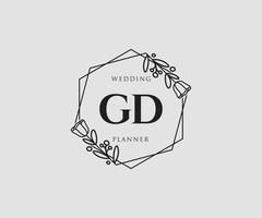 logo féminin gd initial. utilisable pour les logos nature, salon, spa, cosmétique et beauté. élément de modèle de conception de logo vectoriel plat.