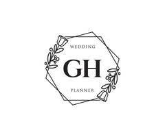 logo féminin initial gh. utilisable pour les logos nature, salon, spa, cosmétique et beauté. élément de modèle de conception de logo vectoriel plat.