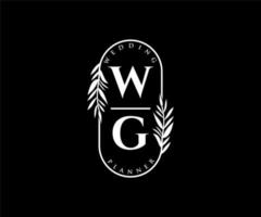 wg initiales lettre mariage monogramme logos collection, modèles minimalistes et floraux modernes dessinés à la main pour cartes d'invitation, réservez la date, identité élégante pour restaurant, boutique, café en image vectorielle vecteur