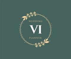 vi collection de logos de monogramme de mariage lettre initiales, modèles minimalistes et floraux modernes dessinés à la main pour cartes d'invitation, réservez la date, identité élégante pour restaurant, boutique, café en image vectorielle vecteur