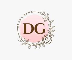 logo féminin initial dg. utilisable pour les logos nature, salon, spa, cosmétique et beauté. élément de modèle de conception de logo vectoriel plat.