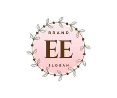 logo féminin initial ee. utilisable pour les logos nature, salon, spa, cosmétique et beauté. élément de modèle de conception de logo vectoriel plat.