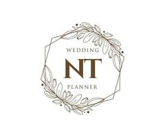 nt initiales lettre mariage monogramme logos collection, modèles minimalistes et floraux modernes dessinés à la main pour cartes d'invitation, réservez la date, identité élégante pour restaurant, boutique, café en image vectorielle vecteur