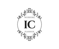 collection de logos de monogramme de mariage lettre initiales ic, modèles minimalistes et floraux modernes dessinés à la main pour cartes d'invitation, réservez la date, identité élégante pour restaurant, boutique, café en image vectorielle vecteur