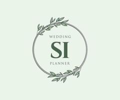 si initiales lettre mariage monogramme logos collection, modèles minimalistes et floraux modernes dessinés à la main pour cartes d'invitation, réservez la date, identité élégante pour restaurant, boutique, café en image vectorielle vecteur