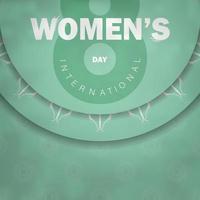 carte postale journée internationale de la femme couleur menthe avec ornement blanc dhiver vecteur