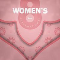 carte de voeux 8 mars journée internationale de la femme couleur rose avec motif de luxe vecteur