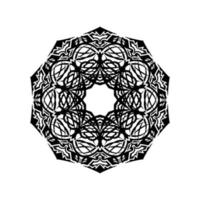 vecteur de mandala noir et blanc isolé sur blanc. élément décoratif circulaire dessiné à la main de vecteur.