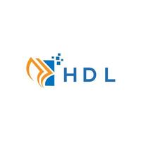 création de logo de comptabilité de réparation de crédit hdl sur fond blanc. concept de logo de lettre de graphique de croissance des initiales créatives hdl. création de logo de financement d'entreprise hdl. vecteur