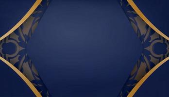 bannière bleu foncé avec ornements en or grec et espace pour votre logo ou texte vecteur