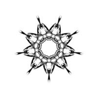 mandala monochrome, motif ethnique noir et blanc, ornement indien rond, impression vintage, pour la méditation, livre de coloriage pour adultes. image vectorielle stock, illustration sur fond blanc, isolé vecteur