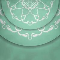 carte de couleur menthe avec motif mandala blanc pour votre conception. vecteur