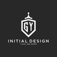 initiale du logo monogramme gy avec un design en forme de bouclier vecteur