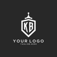 initiale du logo monogramme kb avec un design en forme de bouclier vecteur