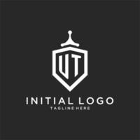 initiale du logo monogramme ut avec un design en forme de bouclier vecteur