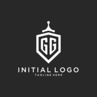 initiale du logo monogramme gg avec conception en forme de bouclier vecteur