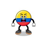 illustration de dessin animé de drapeau de la colombie avec une expression de colère vecteur