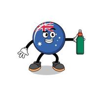 dessin animé illustration drapeau australie tenant un anti-moustique vecteur