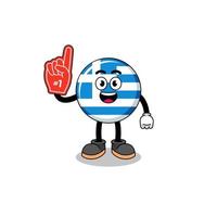 mascotte de dessin animé des fans du drapeau grec numéro 1 vecteur
