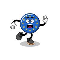 illustration de mascotte de drapeau europe glissant vecteur