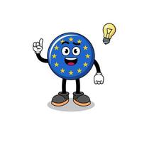dessin animé drapeau europe avec pose d'idée vecteur