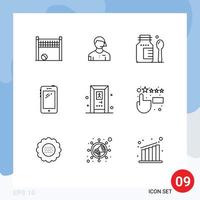 9 icônes créatives signes et symboles modernes de la salle de bain huawei arbitre téléphone mobile éléments de conception vectoriels modifiables vecteur