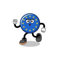 illustration de mascotte de drapeau europe en cours d'exécution vecteur