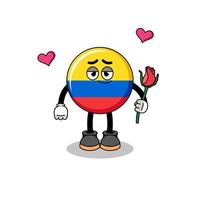mascotte du drapeau colombien tombant amoureux vecteur