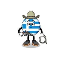 mascotte de personnage du drapeau de la grèce en tant que cow-boy vecteur