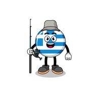 mascotte, illustration, de, grèce, drapeau, pêcheur vecteur