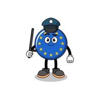 illustration de dessin animé de la police du drapeau européen vecteur