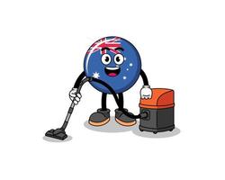 mascotte de personnage du drapeau australien tenant un aspirateur vecteur