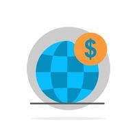 dollar global business globe international abstrait cercle fond plat couleur icône vecteur