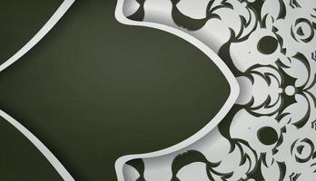 bannière vert foncé avec motif blanc indien pour la conception sous votre logo ou texte vecteur