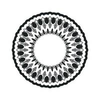 mandala monochrome, motif ethnique noir et blanc, ornement indien rond, impression vintage, pour la méditation, livre de coloriage pour adultes. image vectorielle stock, illustration sur fond blanc, isolé vecteur