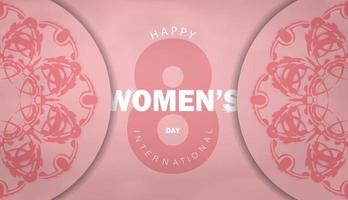 brochure rose de la journée internationale de la femme avec ornement vintage vecteur