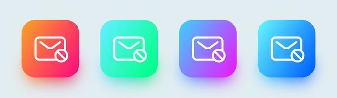 bloquer l'icône de ligne de message dans des couleurs dégradées carrées. illustration vectorielle de signes de courrier. vecteur