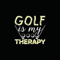 le golf est ma conception de t-shirt de vecteur de thérapie. conception de t-shirt de balle de golf. peut être utilisé pour imprimer des tasses, des autocollants, des cartes de vœux, des affiches, des sacs et des t-shirts.
