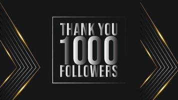 merci 1000 followers bannière de modèle de félicitations. mille adeptes vecteur