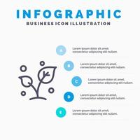 feuille nature printemps pousse arbre ligne icône avec 5 étapes présentation infographie fond vecteur