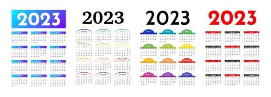 calendrier pour 2023 isolé sur fond blanc vecteur