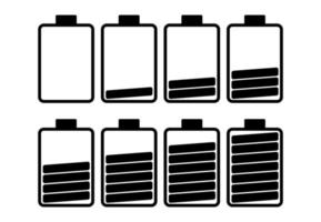 un ensemble de huit batteries avec différents indicateurs de charge. illustration vectorielle vecteur