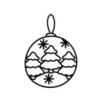 boule de noël arbres sur fond blanc. illustration de griffonnage. vecteur