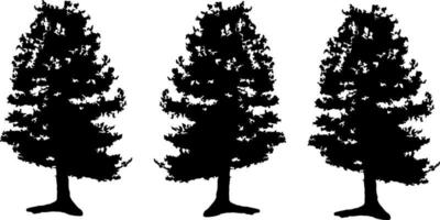 ensemble d'arbres noirs isolé sur fond blanc. silhouettes d'arbres. conception d'arbres pour affiches, bannières et articles promotionnels. illustration vectorielle vecteur