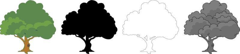 vecteur d'arbres de collection, silhouette d'arbre, dessin au trait d'arbre sur fond blanc.