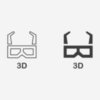 cinéma 3d film lunettes icône vecteur symbole signe ensemble