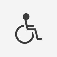 vecteur d'icône de handicap désactivé. fauteuil roulant, handicap, signe de symbole de personne handicapée.